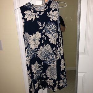 Navy and cream flowered tank dress